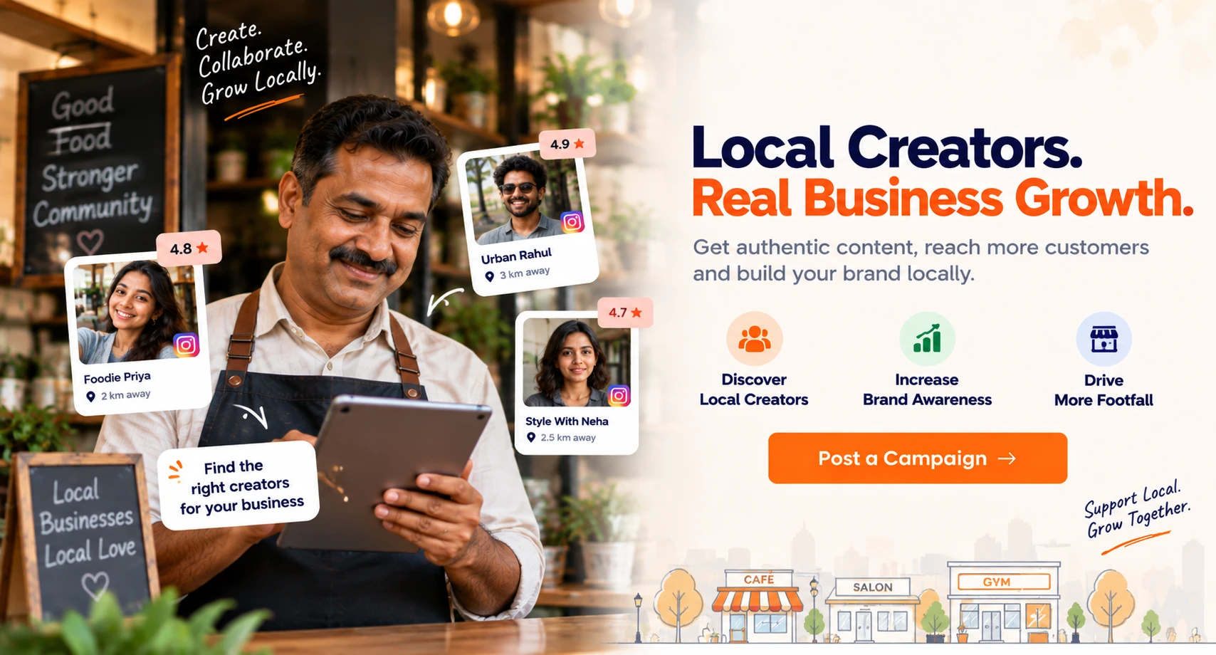 Local Creators, Real Business Growth — get authentic content, reach more customers and build your brand locally