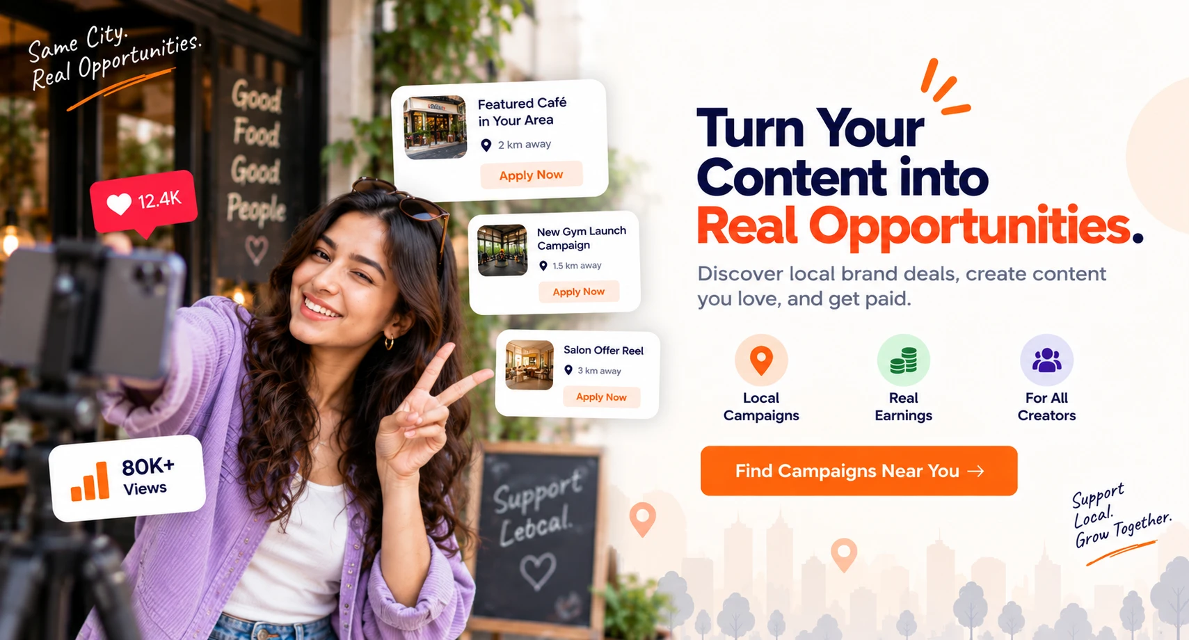 Turn Your Content into Real Opportunities — discover local brand deals, create content you love, and get paid